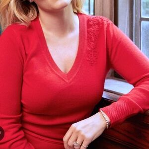 Kilte x Daphne Oz Red V-Neck Sweater